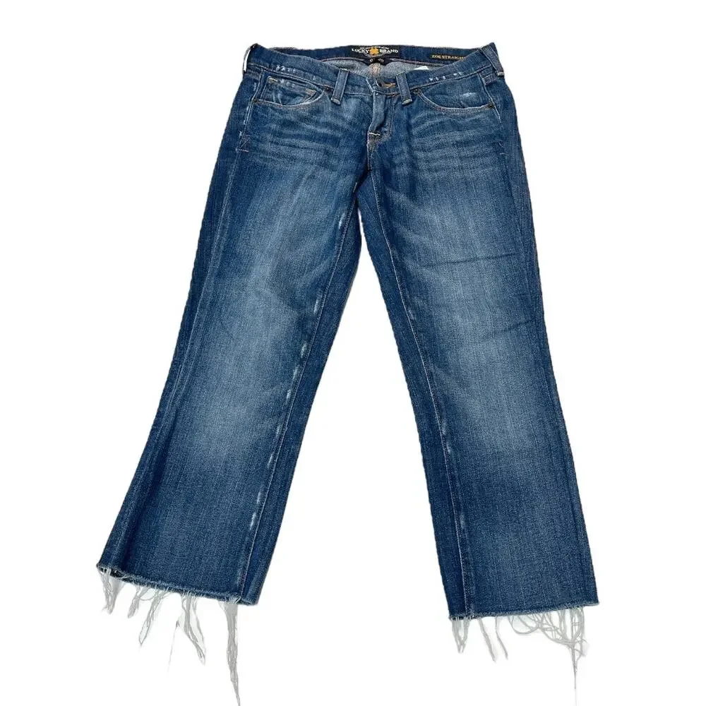 Lucky Brand Zoe Straight Leg Cut Off Capri Jeans Blue Size 0/25
